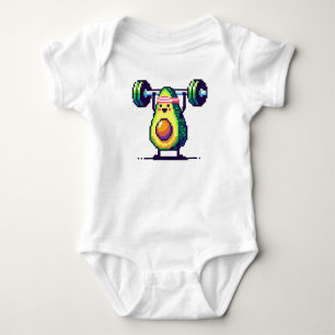 Avocardio Workout - Quirky 8-bit Fitness Avocado Baby Bodysuit
