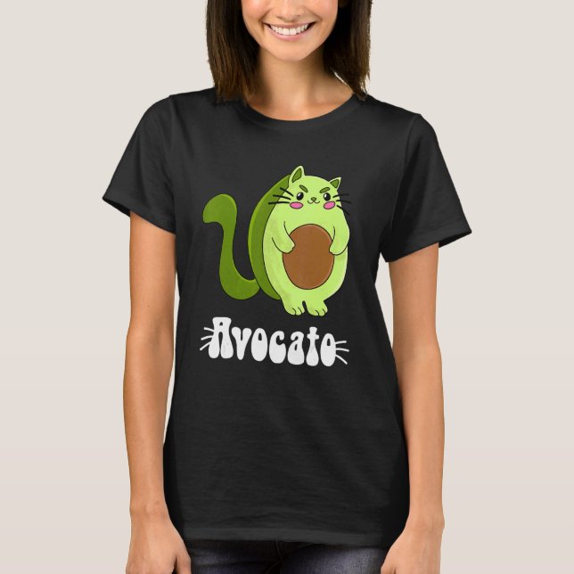 Avocato Avocado Cat Cat Owner Vegan Vegetarian T-Shirt (Front)