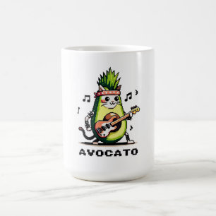 Avocato Bassist - Punk Cat Avocado Pixel Art Coffee Mug
