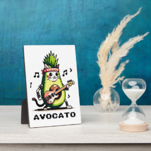 Avocato Bassist - Punk Cat Avocado Pixel Art Plaque