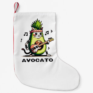 Avocato Bassist - Punk Cat Avocado Pixel Art Small Christmas Stocking