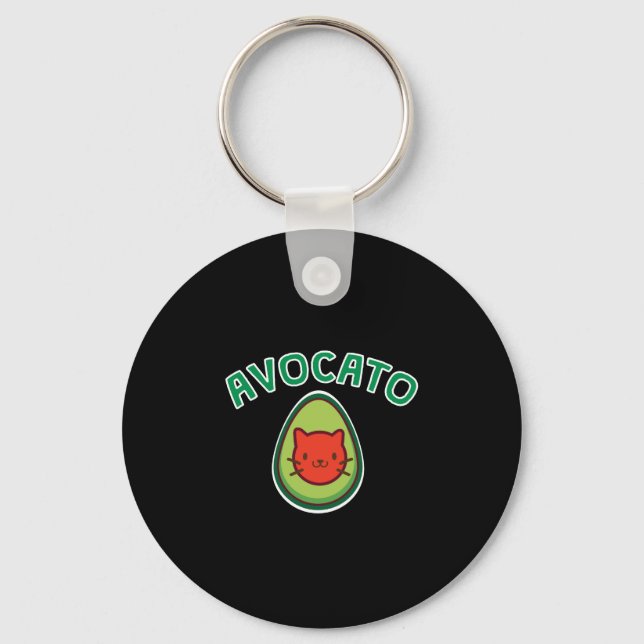 Avocato Cat and Avocado Funny Cat Lover Key Ring (Front)