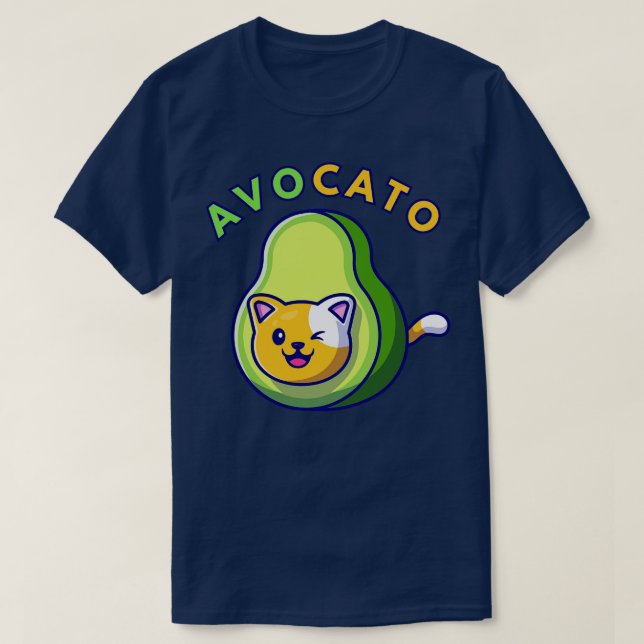 Avocato Funny Cute Cat Avocado Vegan And Cat Lover T-Shirt (Design Front)