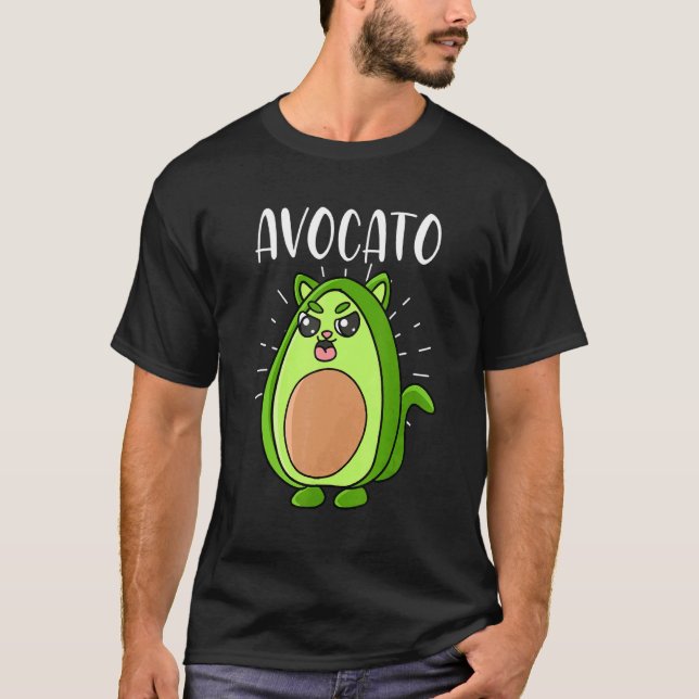 Avocato Vegan Avocado Cat Hangover Cat Owner Veget T-Shirt (Front)