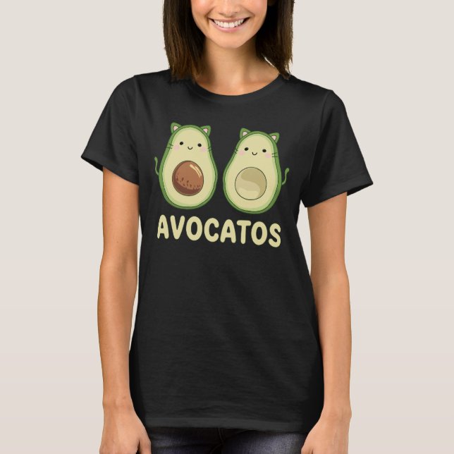 Avocatos Kawaii Cat & Avocado Pun T-Shirt (Front)