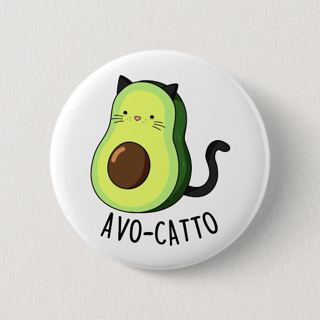 Avocatto Cute Avocado Cat Pun 6 Cm Round Badge (Front)