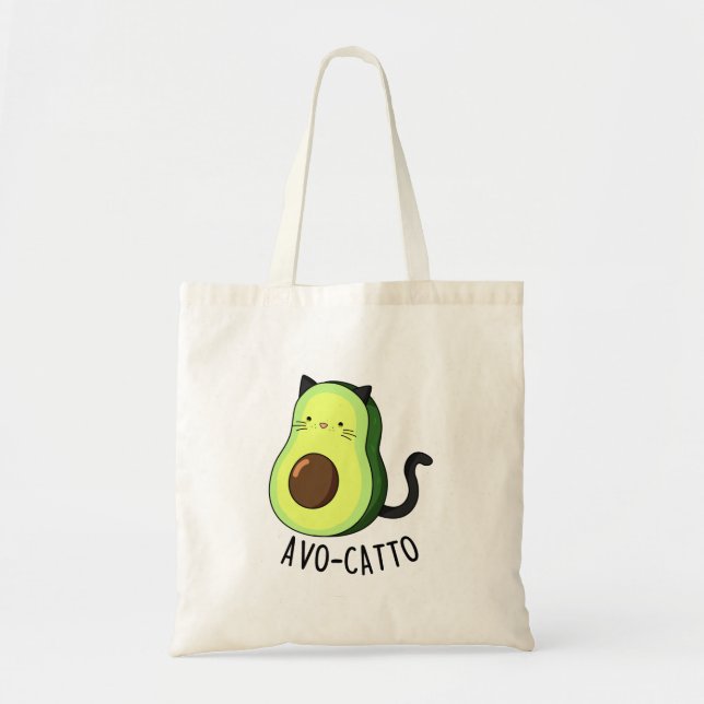 Avocatto Cute Avocado Cat Pun Tote Bag (Front)