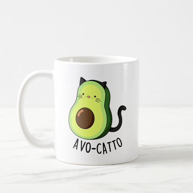 Avocatto Funny Avocado Cat Pun  Coffee Mug (Left)
