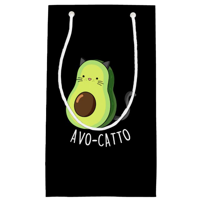 Avocatto Funny Avocado Cat Pun Dark BG Small Gift Bag (Front)