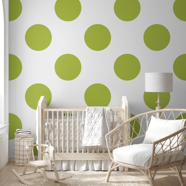 Avocodo Green & White Polka Dot Pattern Wallpaper (Kids)