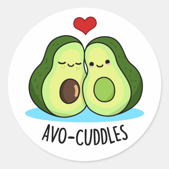 Avocuddles Funny Avocado Couple Pun  Classic Round Sticker (Front)