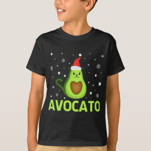Avogato Christmas Cute Cat Avocado Funny Xmas desi T-Shirt