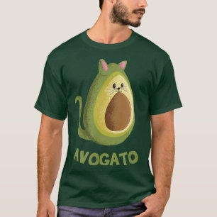 Avogato Funny Avocado Cat Cute Face Graphic T-Shirt
