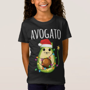 Avogato Santa Avocado Cat Funny Christmas Cat T-Shirt