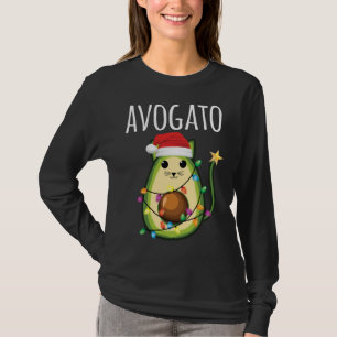 Avogato Santa Avocado Cat Funny Christmas Cat T-Shirt