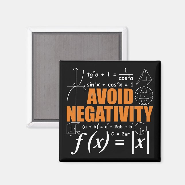 Avoid Negativity Funny Math Mathematician Teacher Magnet (Front/Back)