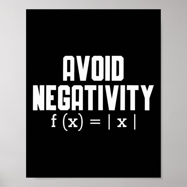Avoid Negativity Funny Teacher Math Equation Quote Poster (Front)
