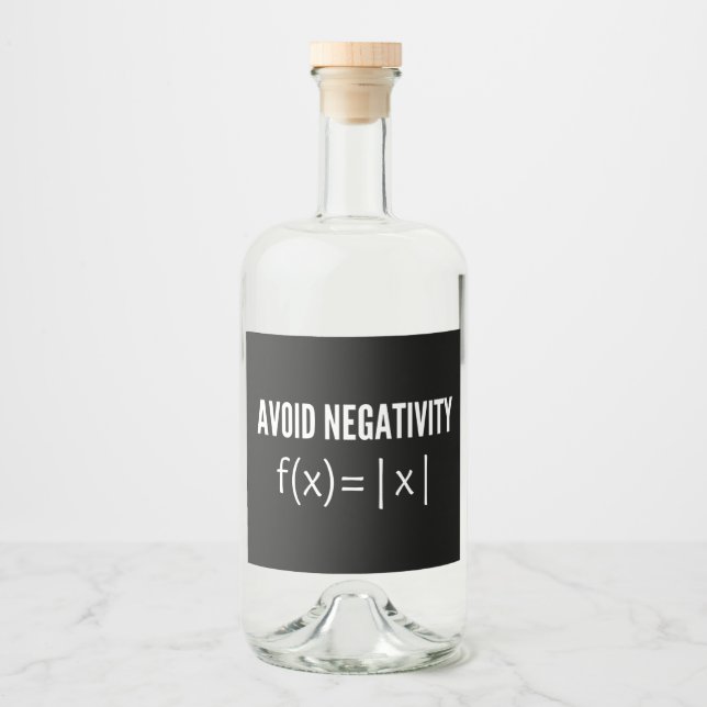 avoid negativity math equation liquor bottle label (Front)