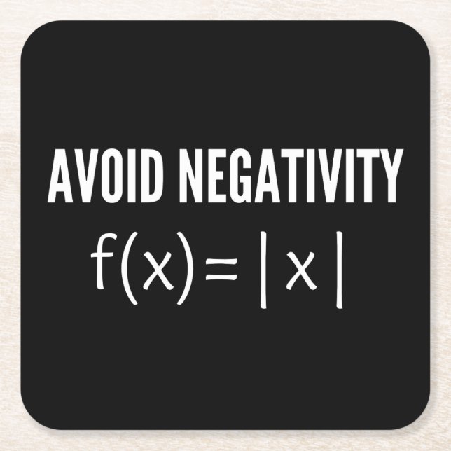 avoid negativity math equation square paper coaster (Front)