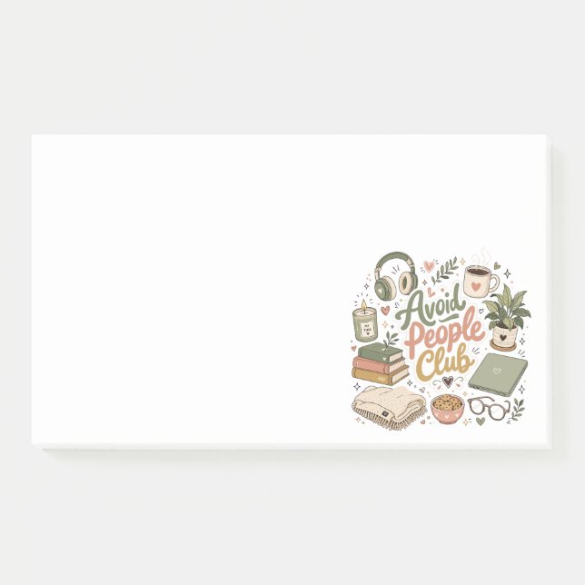 Avoid People Club Cosy Introvert Vibes Post-it Notes (Front)