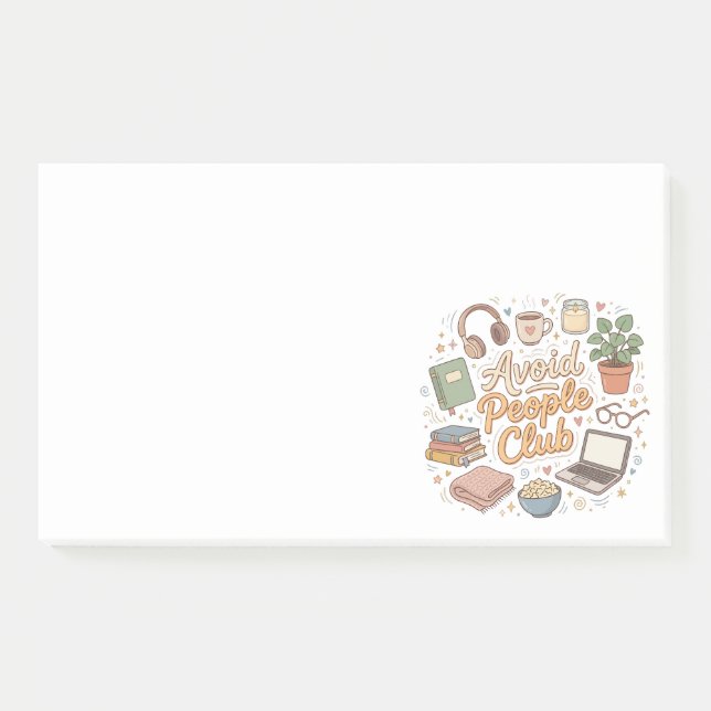 Avoid People Club Cosy Introvert Vibes Post-it Notes (Front)