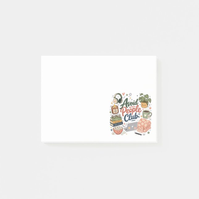 Avoid People Club Cosy Introvert Vibes Post-it Notes (Front)