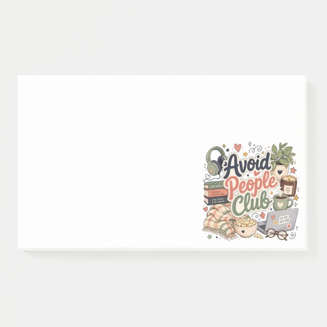 Avoid People Club Cosy Introvert Vibes Post-it Notes (Front)