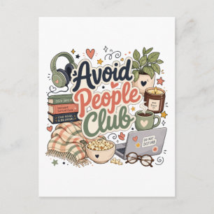 Avoid People Club Cosy Introvert Vibes Postcard