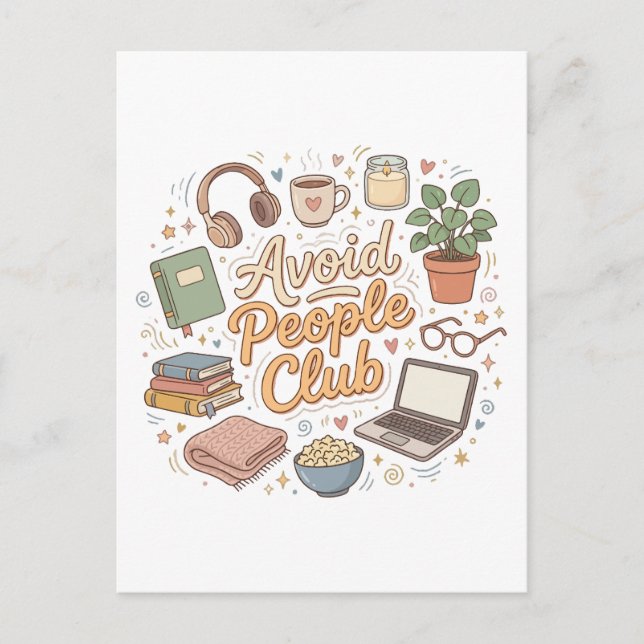 Avoid People Club Cosy Introvert Vibes Postcard (Front)