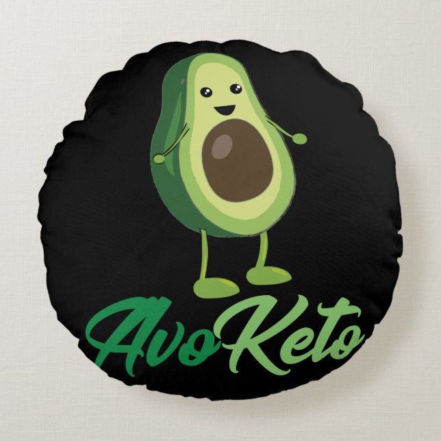 Avoketo - Funny Keto Avocado Round Cushion (Front)