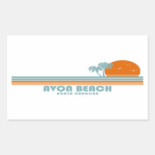 Avon Beach North Carolina Sun Palm Trees Rectangular Sticker