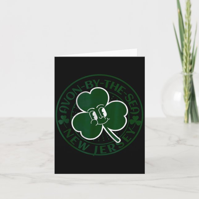 Avon-by-the-sea New Jersey Irish Shamrock Nj Retro Card (Front)
