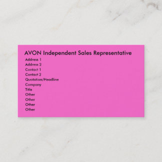AVON Independant Sales Representative, Address ... Business Card