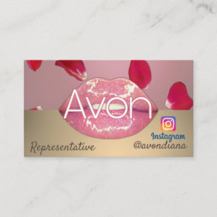 Avon Instagram logo pink and gold aesthetic roses Business Card