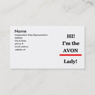 Avon lady business or profile card