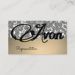 Avon personalised black and silver lace aesthetic business card