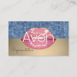 Avon personalised pink and denim aesthetic business card