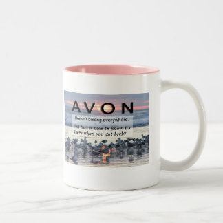 AVON Pink Ringed Coffee Mug