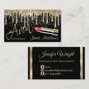 Avon Representative - Black and Gold Drip Business Card