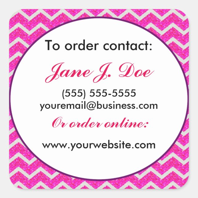 Avon Sales Brochure Stickers, Pink Chevron Square Sticker (Front)