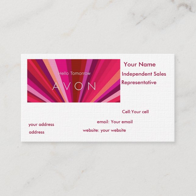 Avon Sales Representative Business Card (Front)