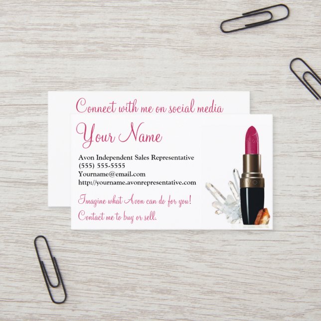 Avon, Social Media, White Business Card (Front/Back In Situ)