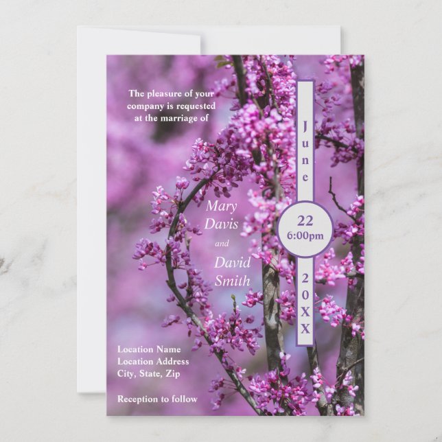 Avondale Redbud Art Wedding Invitation (Front)