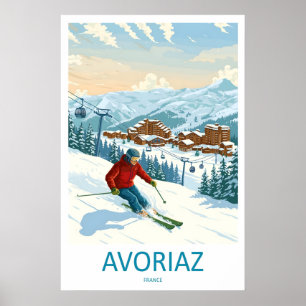 Avoriaz France Ski Print Vintage Travel Poster