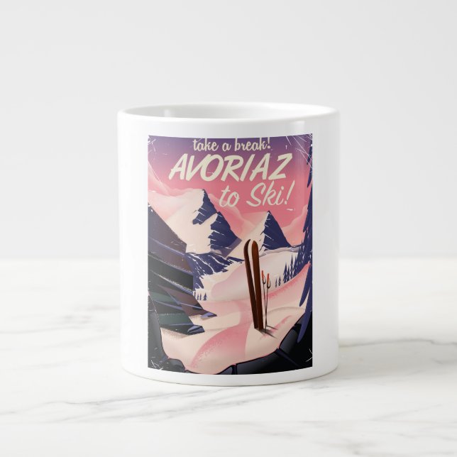 Avoriaz France Ski travel poster Large Coffee Mug (Front)