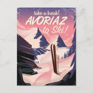 Avoriaz France Ski travel poster Postcard