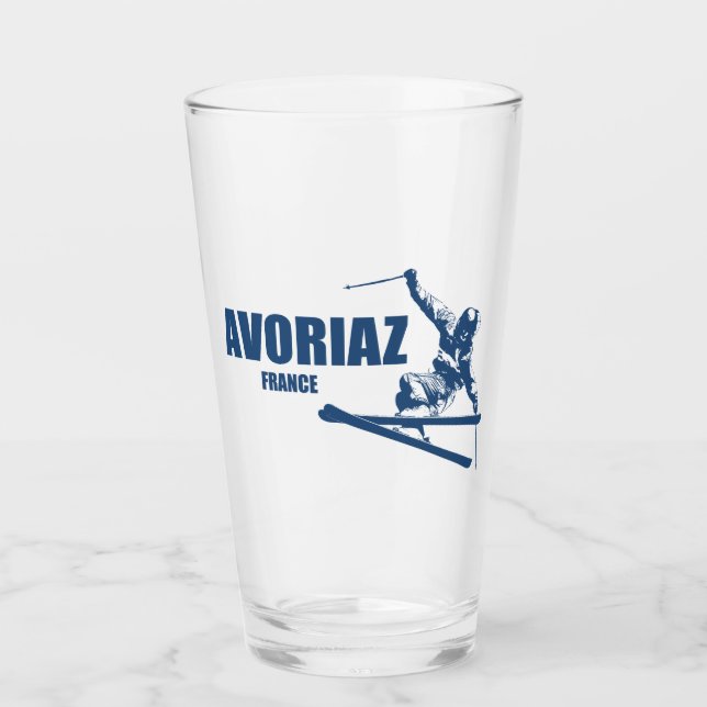 Avoriaz France Skier Glass (Front)
