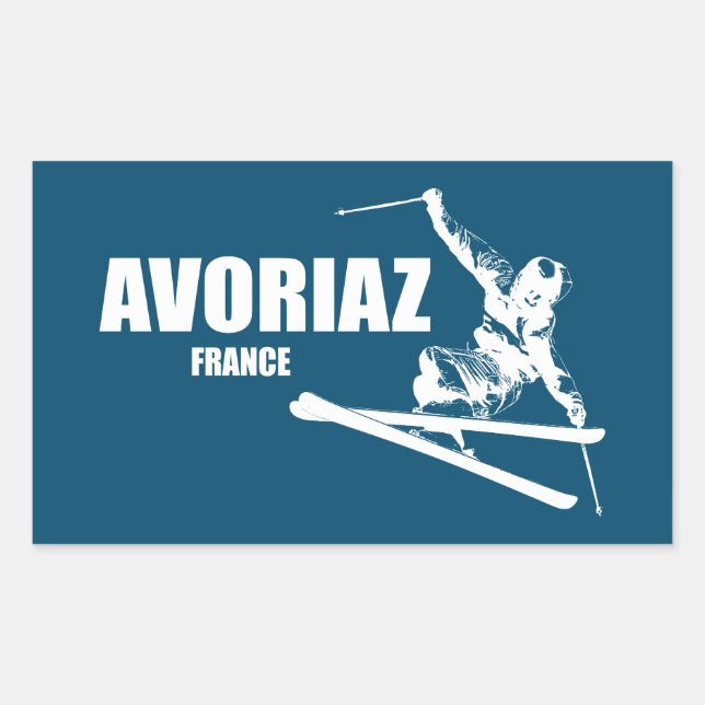 Avoriaz France Skier Rectangular Sticker (Front)