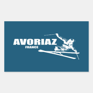 Avoriaz France Skier Rectangular Sticker