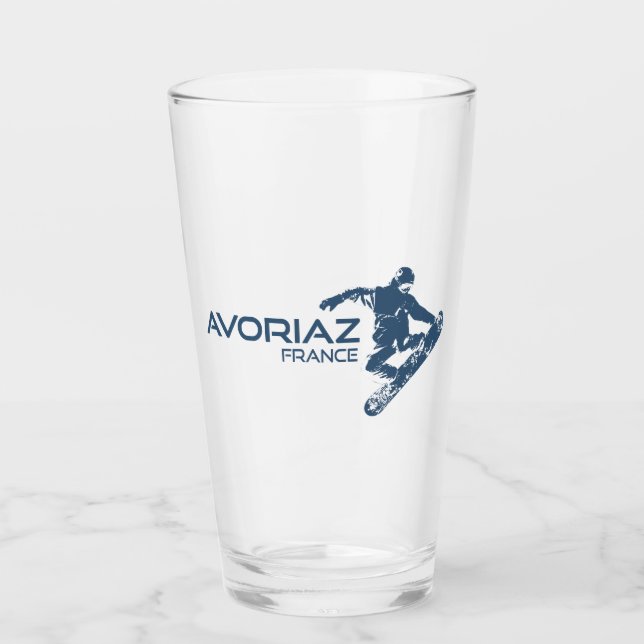 Avoriaz France Snowboarder Glass (Front)